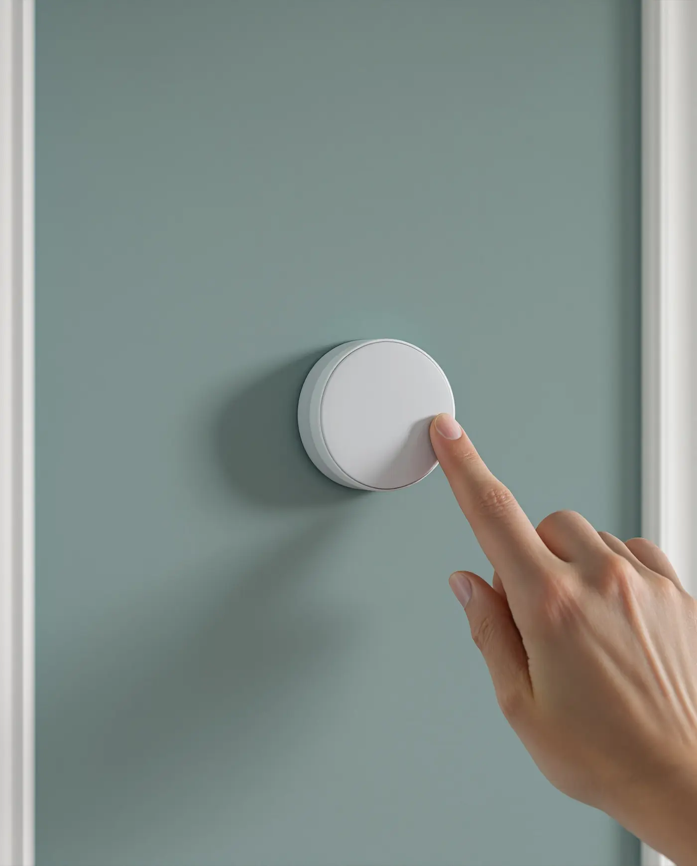 A hand adjusting the thermostat in a newly moved-into home
